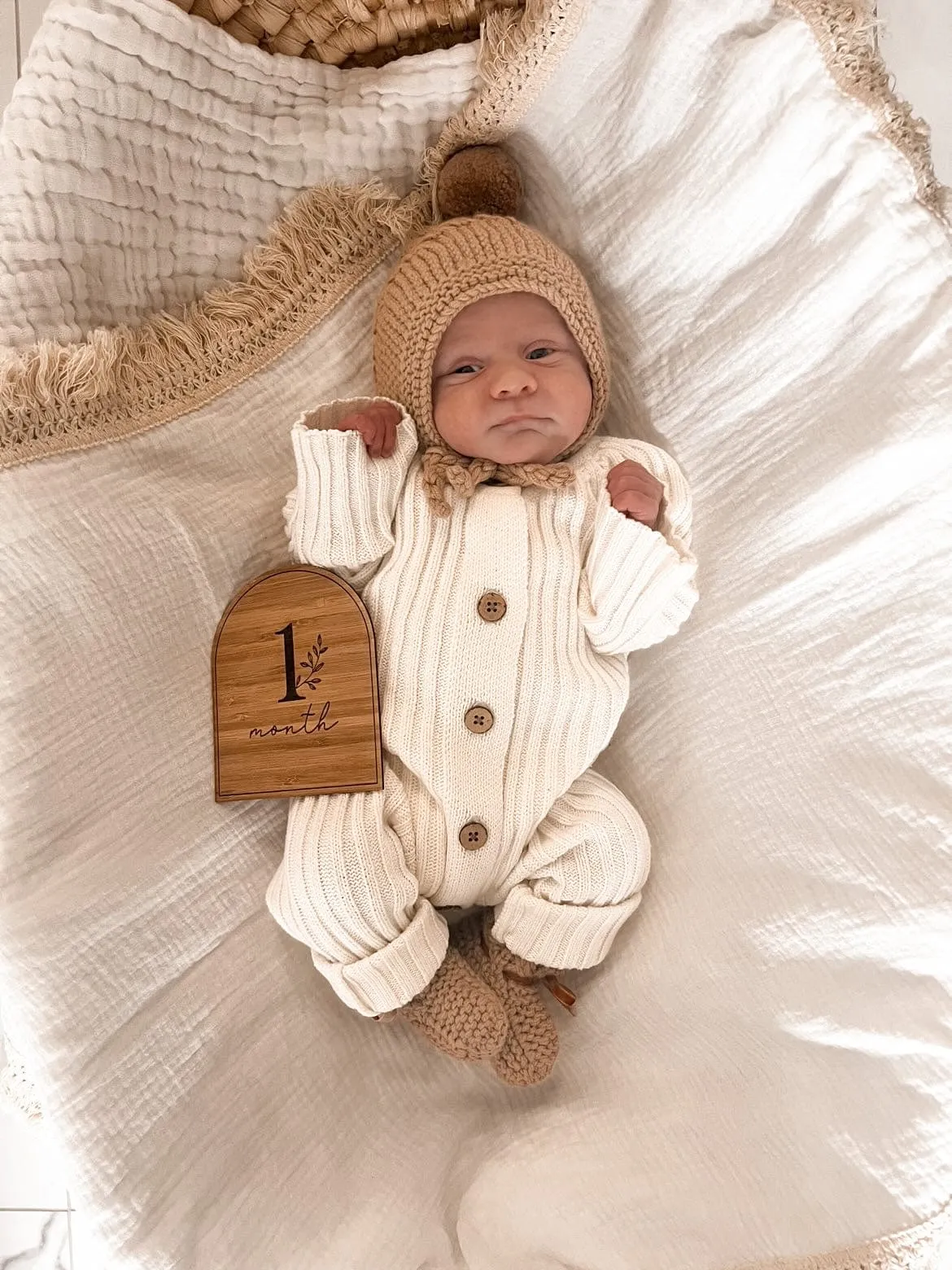 Knitted Newborn Romper Milk