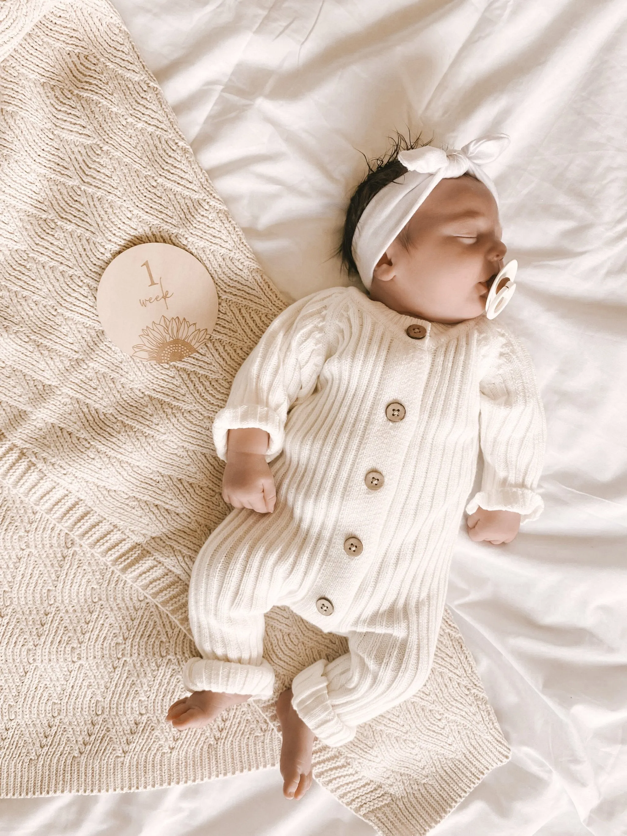 Knitted Newborn Romper Milk