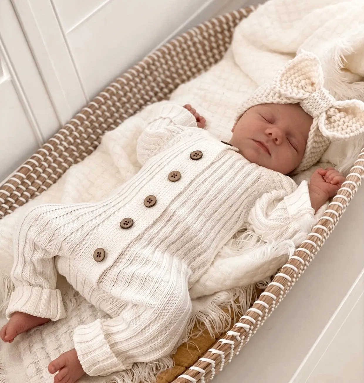 Knitted Newborn Romper Milk