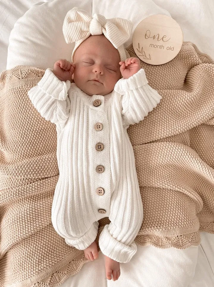 Knitted Newborn Romper Milk