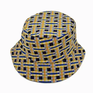 Ladies Bucket Hat Lattice Print Navy/Multicolor