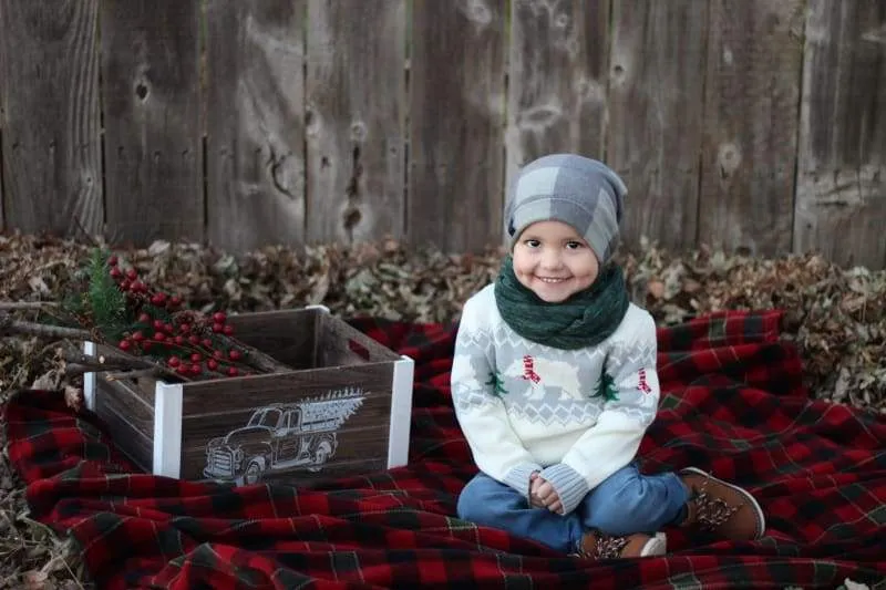 Light Green Buffalo Plaid | Cozy Sweater Knit Beanie