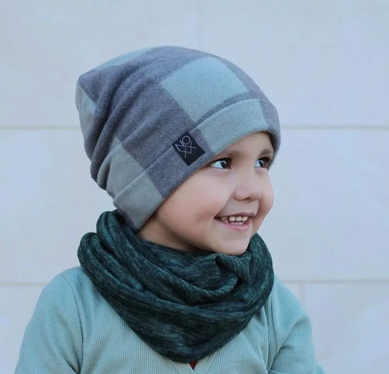 Light Green Buffalo Plaid | Cozy Sweater Knit Beanie
