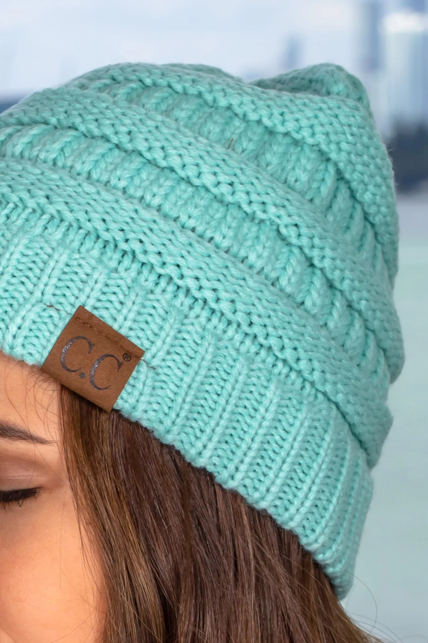 Light Mint Knit Beanie