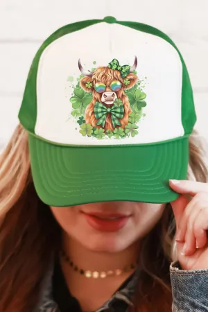 Lucky Clover Highland Cow Foam Mesh Back Trucker Cap