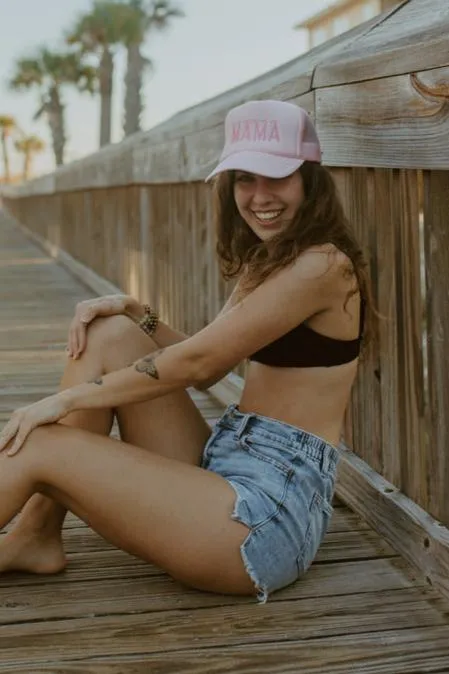 MAMA (Pink and White) Foam Snapback Hat