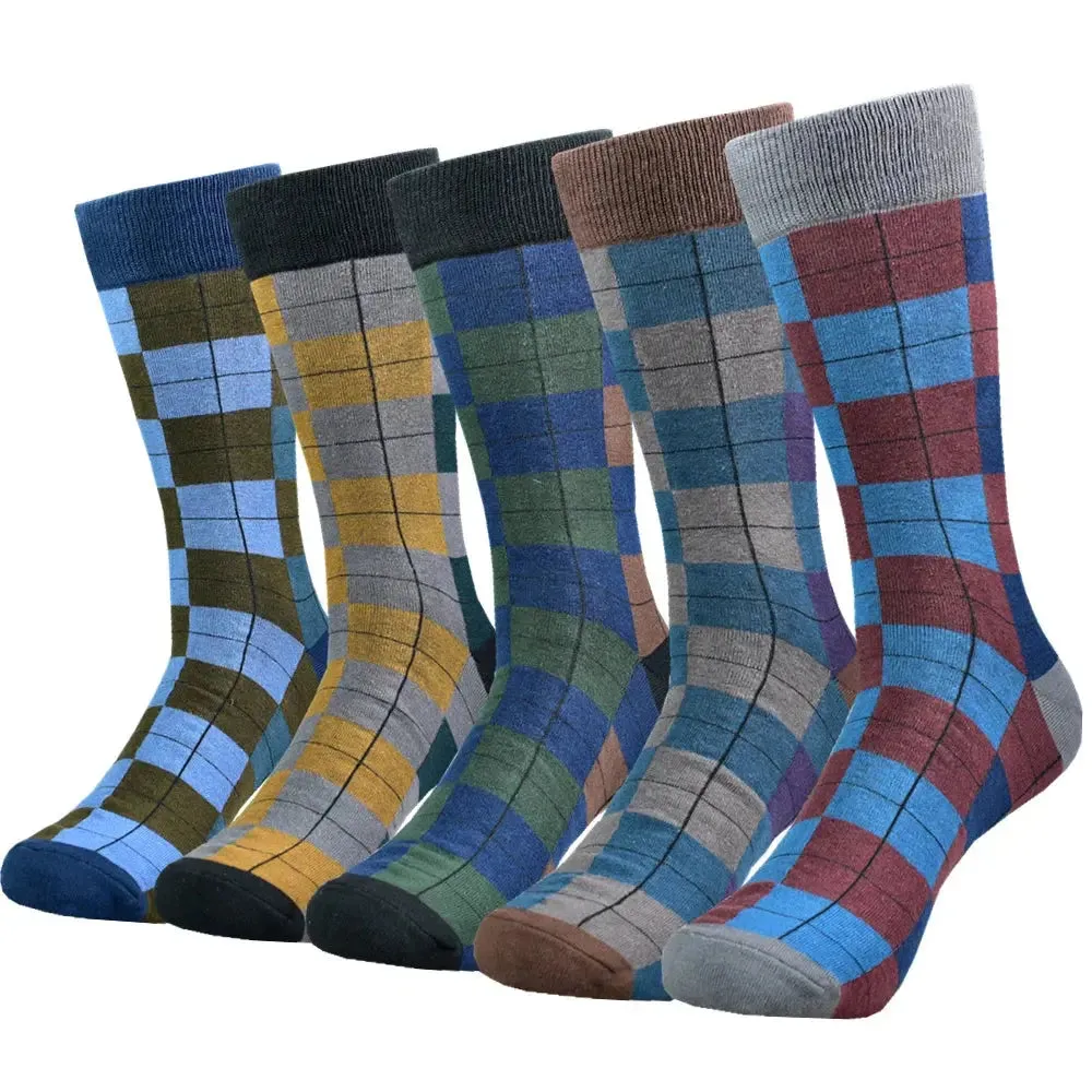 Men's Cotton Black Patterned Colorful Stylish Business Dress Socks
