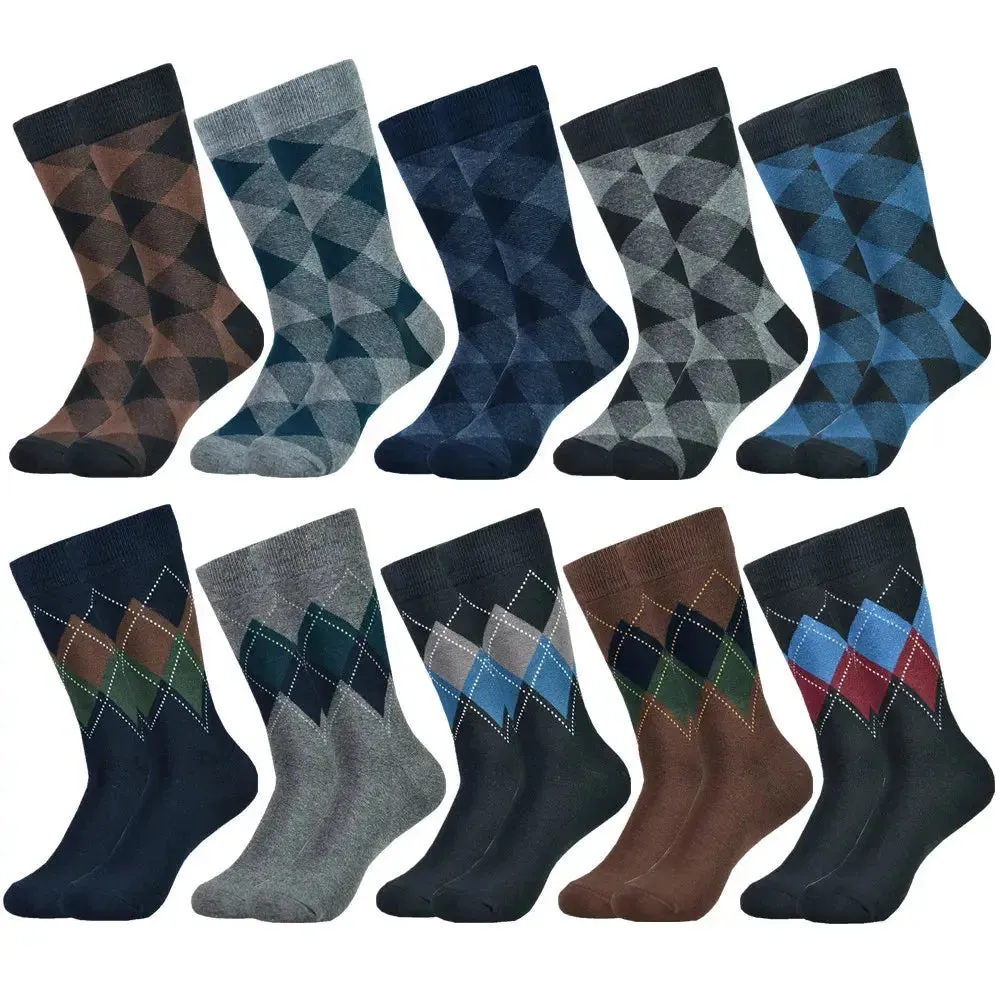 Men's Cotton Black Patterned Colorful Stylish Business Dress Socks
