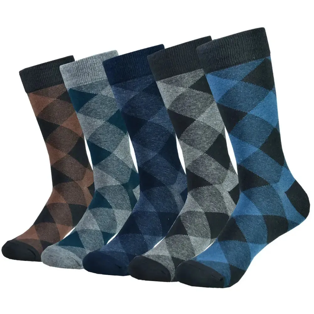 Men's Cotton Black Patterned Colorful Stylish Business Dress Socks