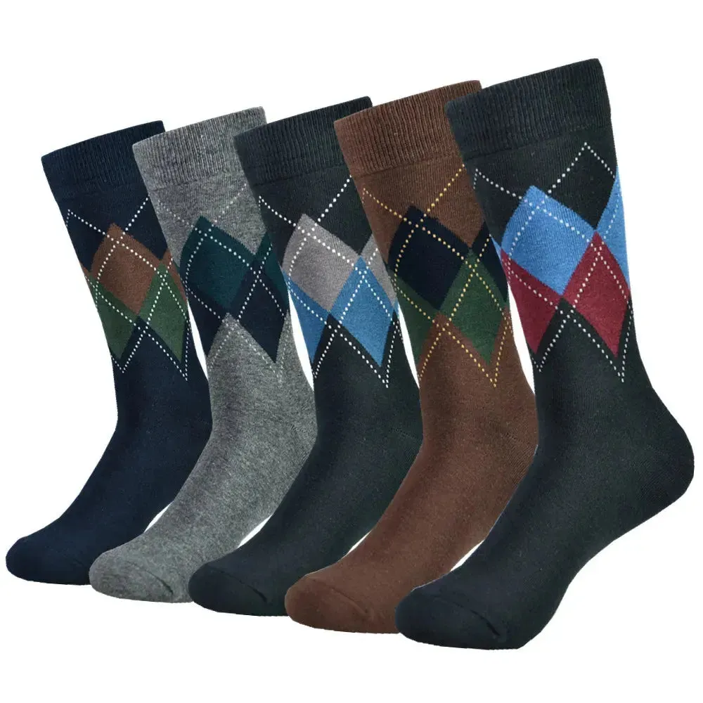 Men's Cotton Black Patterned Colorful Stylish Business Dress Socks