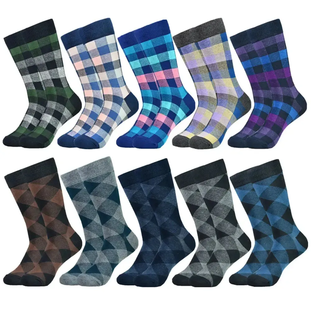 Men's Cotton Black Patterned Colorful Stylish Business Dress Socks
