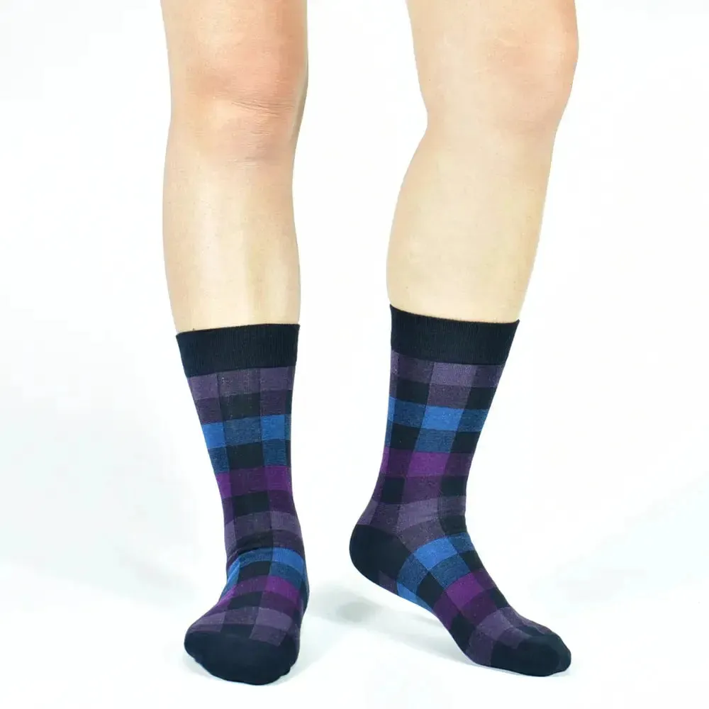 Men's Cotton Black Patterned Colorful Stylish Business Dress Socks