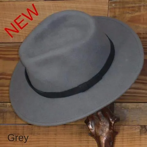 Navy Fedora Hat with Leather Band. Unisex, Crushable.