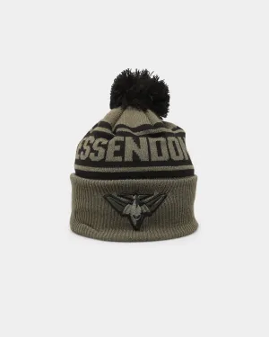 New Era Essendon Bombers 'AFL '22 Olive' Pom Knit Beanie Green
