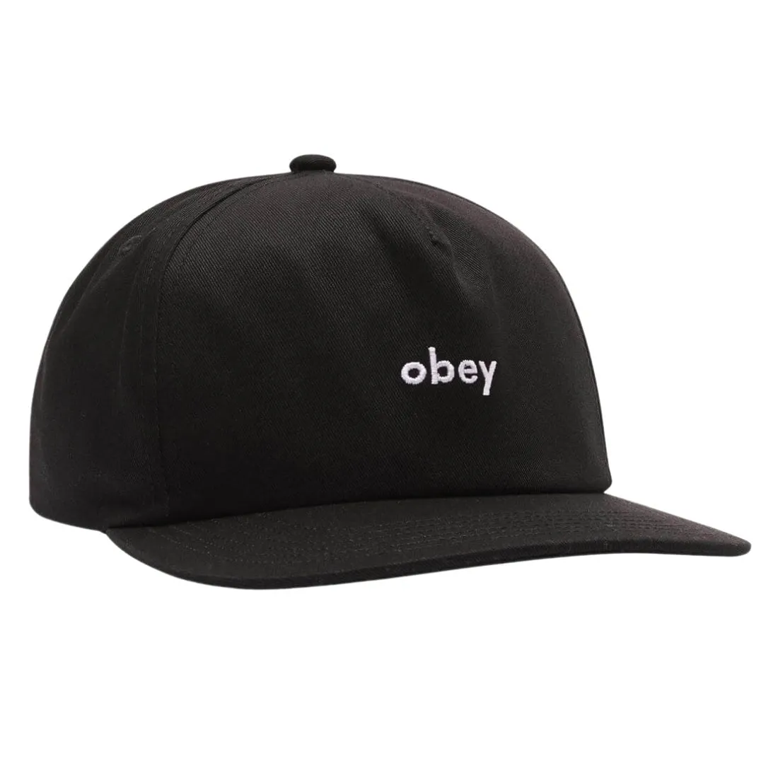 Obey Lowercase 5 Panel Snapback Cap - Black