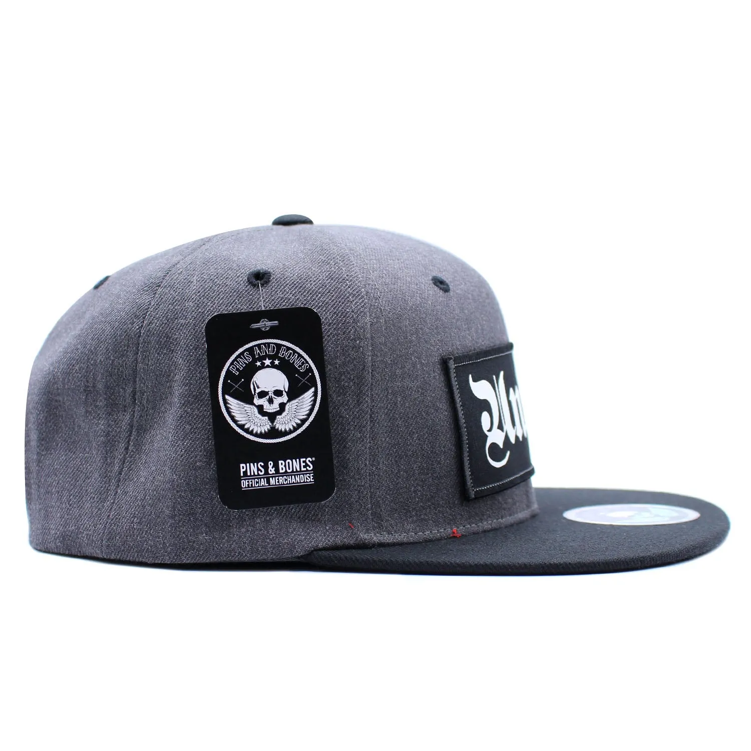 Pins & Bones Unholy Gothic Snapback Hat One Size Fits All, Occult Satanic Alternative Fashion Grey