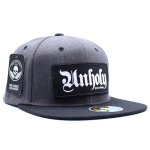 Pins & Bones Unholy Gothic Snapback Hat One Size Fits All, Occult Satanic Alternative Fashion Grey