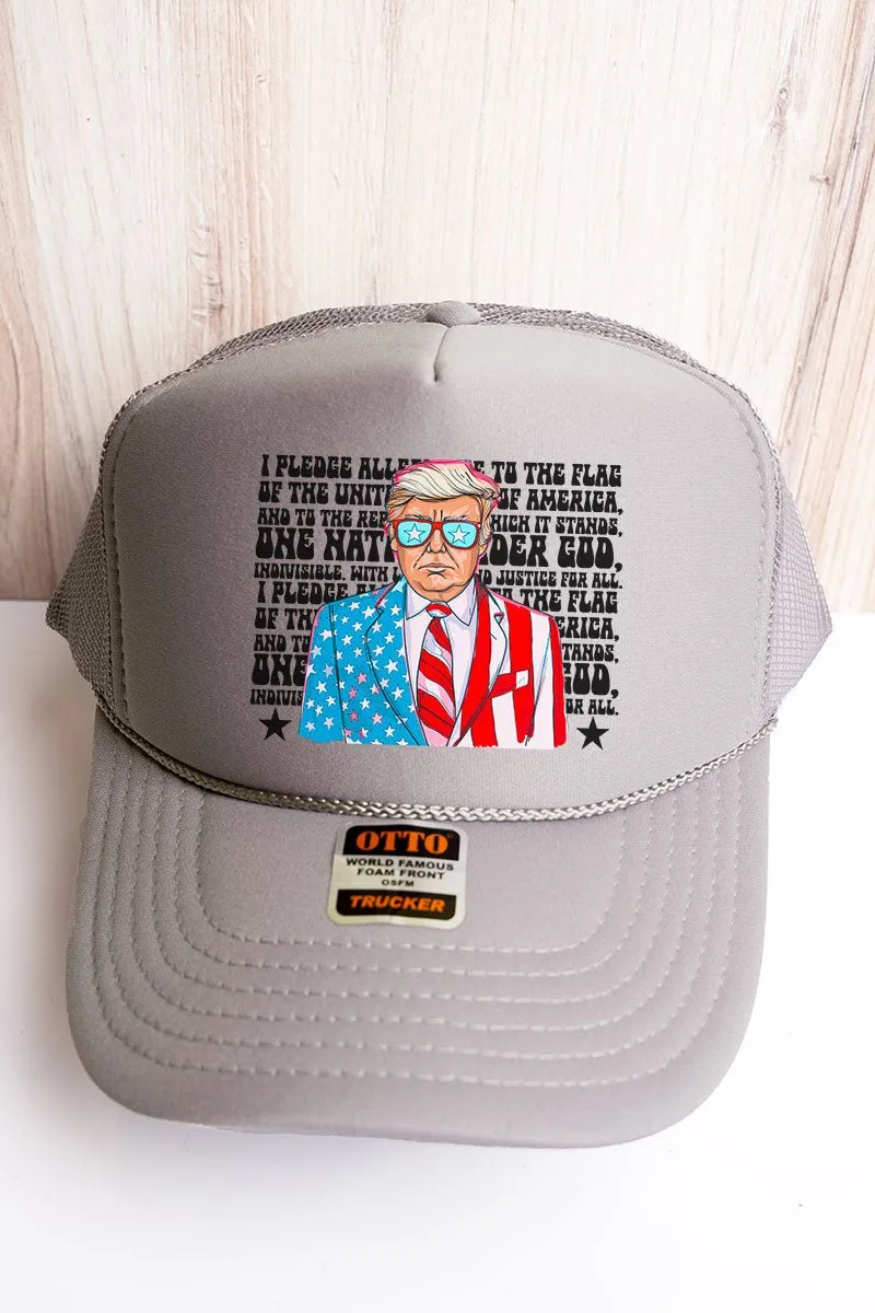 Pledge Of Allegiance Trump Otto Gray Foam Front Trucker Hat