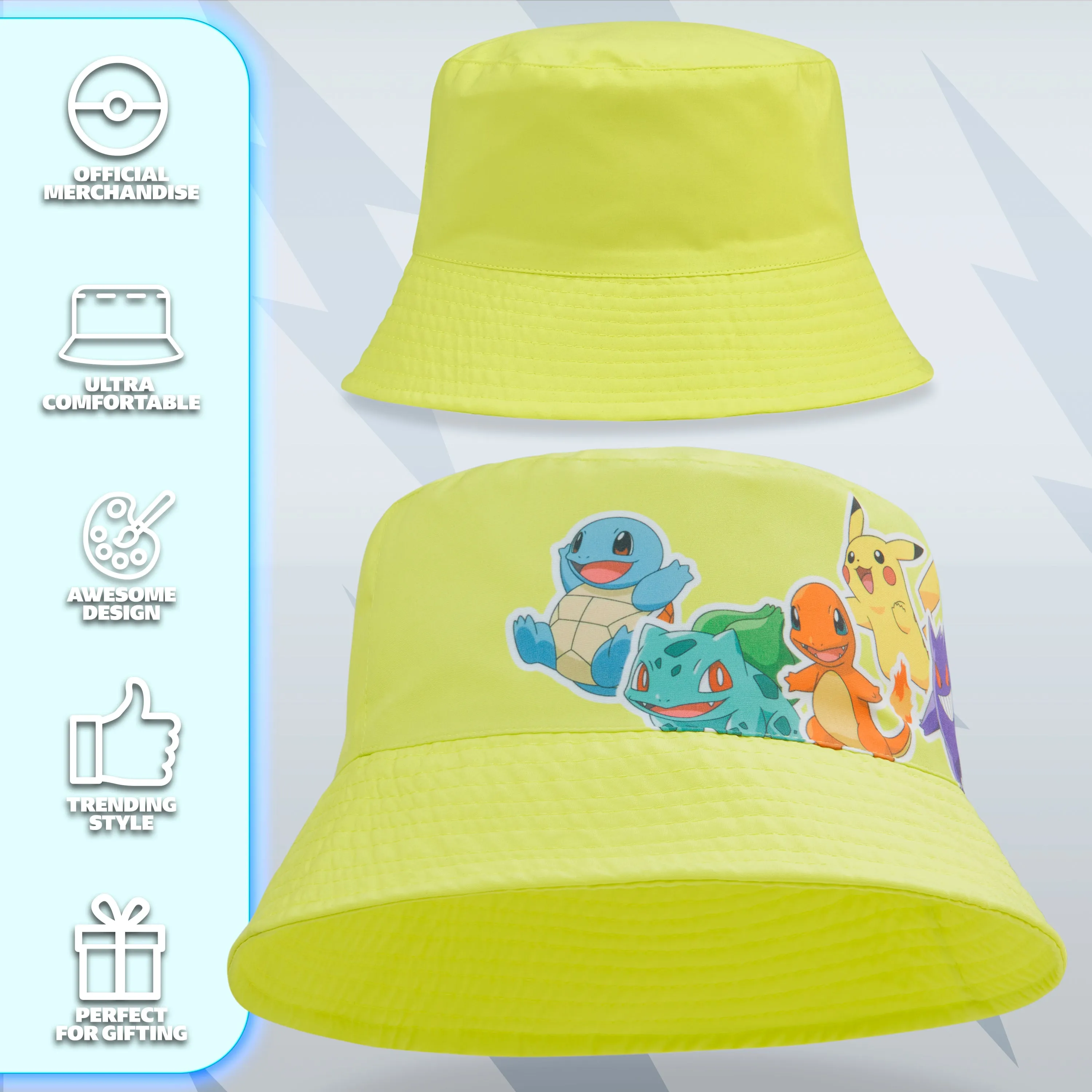 Pokemon Bucket Hat for Boys & Girls, Summer Accessories, Pokemon Gifts