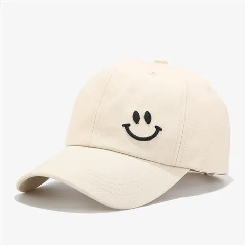 Smile Face Embroidery Baseball Caps Kpop Black Cotton Adjustable Snapback Sun hats