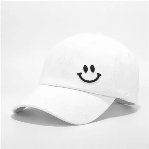 Smile Face Embroidery Baseball Caps Kpop Black Cotton Adjustable Snapback Sun hats