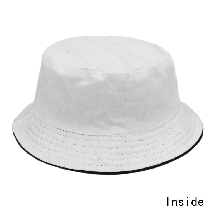 Solid Colors Black White Bucket Hats Women Men Outdoor