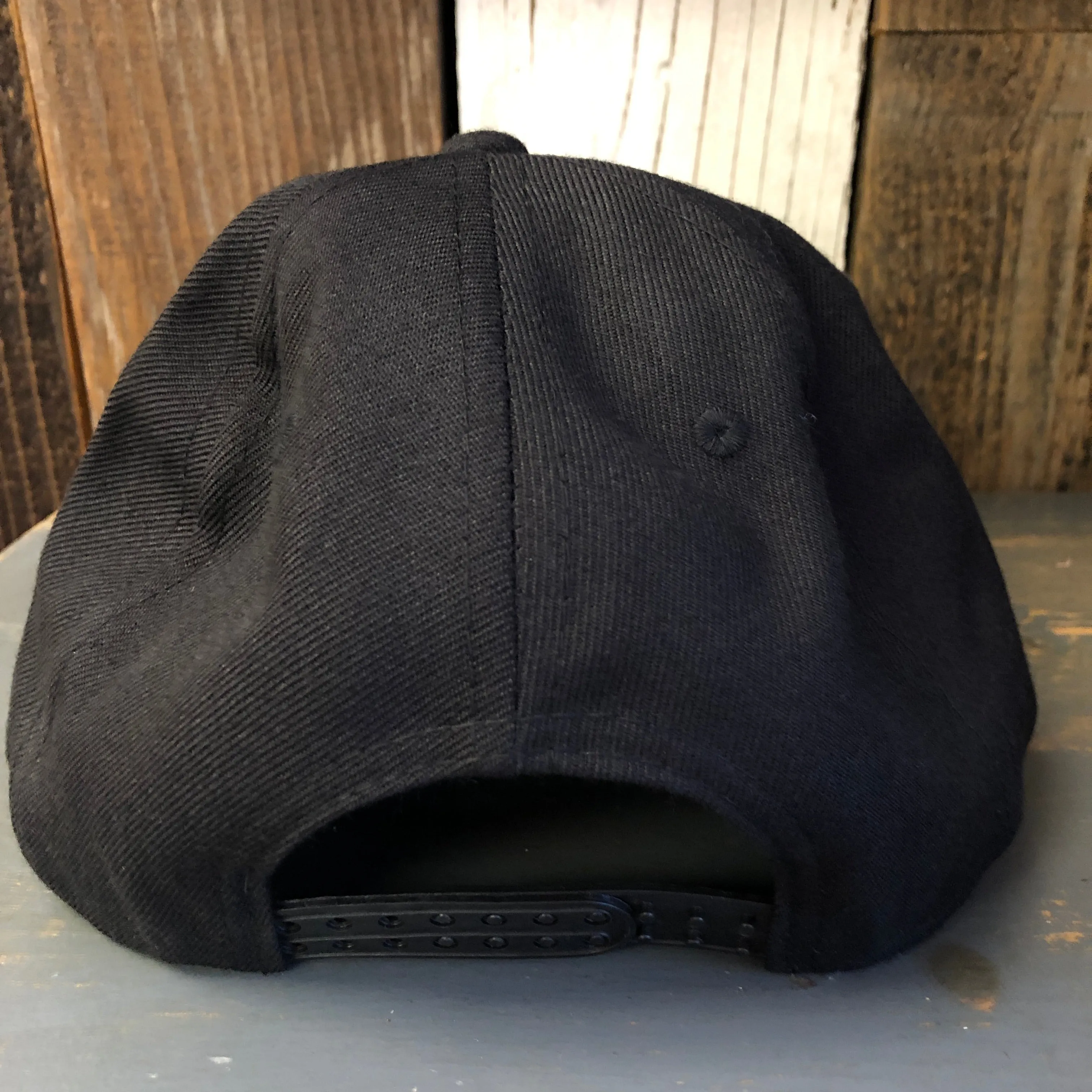 SOUTH BAY SURF (Multi Colored Patch) 6 Panel Wool Blend Flat Bill Hat - Black