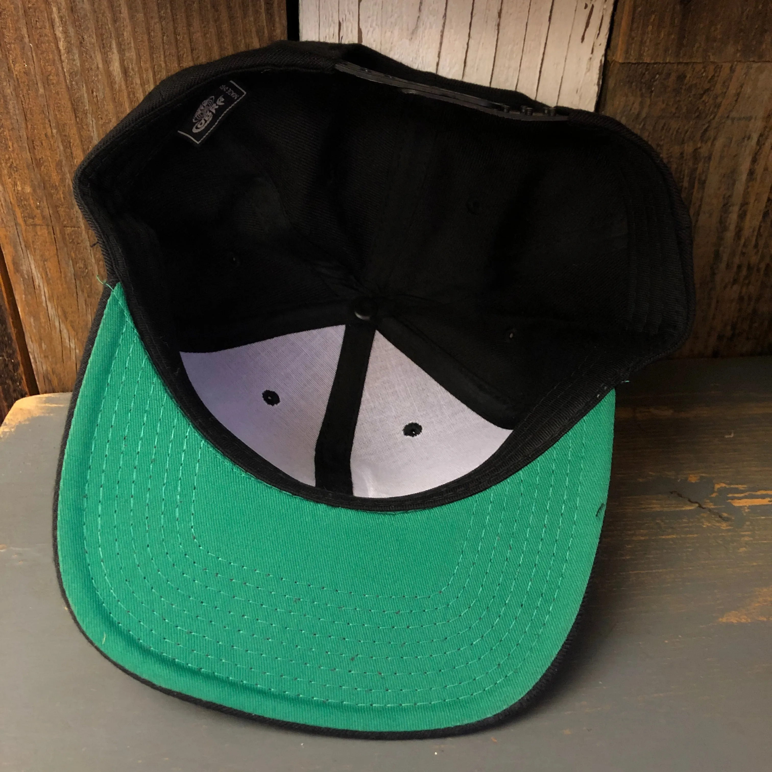 SOUTH BAY SURF (Multi Colored Patch) 6 Panel Wool Blend Flat Bill Hat - Black