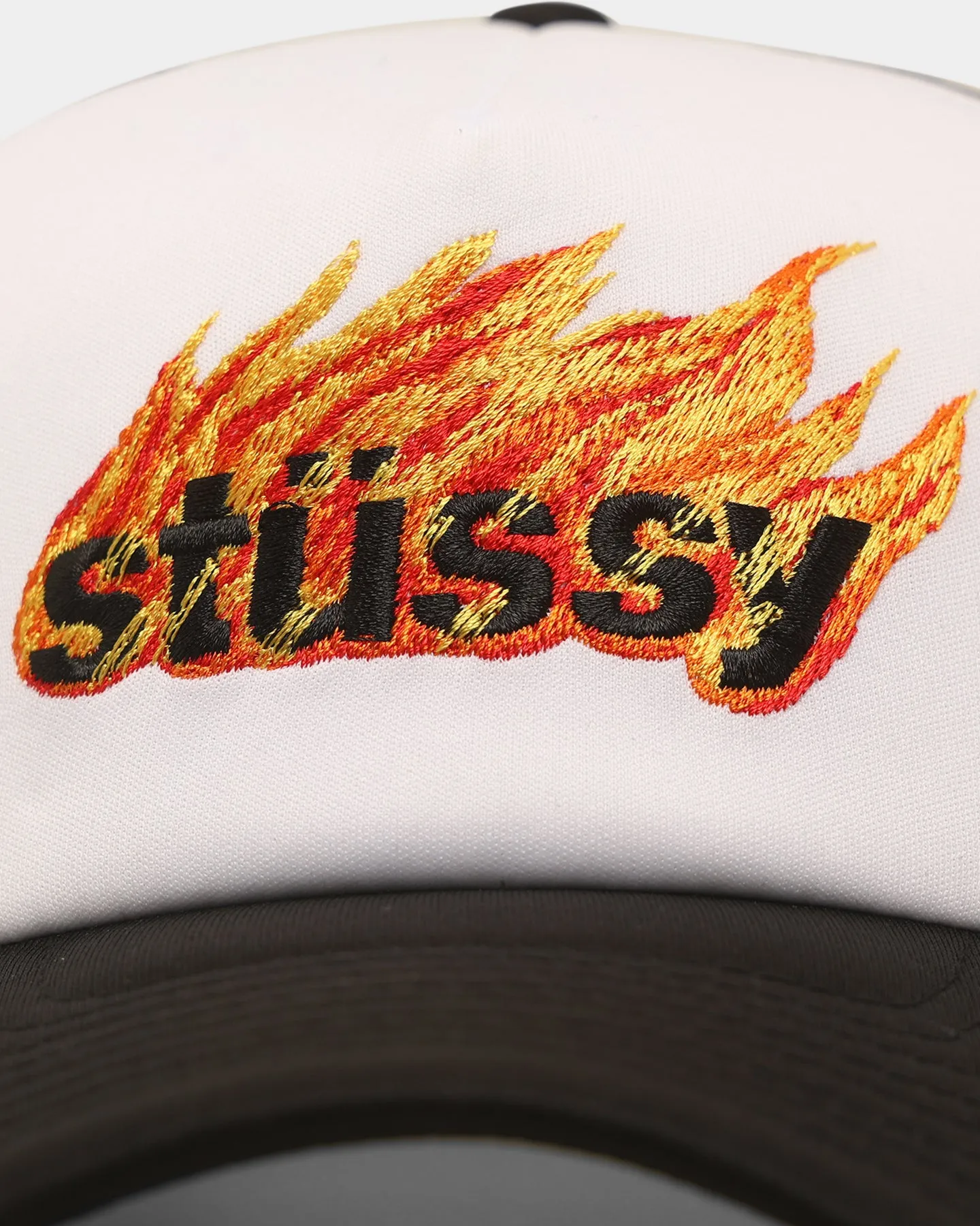 Stussy Flames Trucker Snapback Cap White/Black