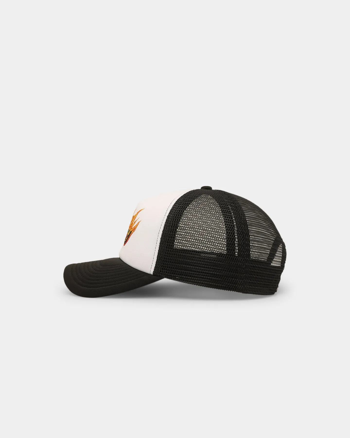 Stussy Flames Trucker Snapback Cap White/Black