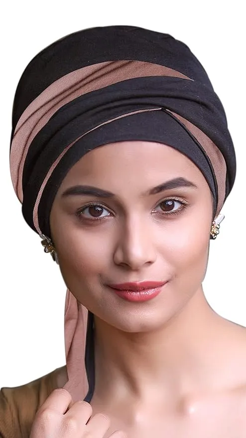 The designer modern Turban for women online Chemo caps in India ( 2 Piece Set )