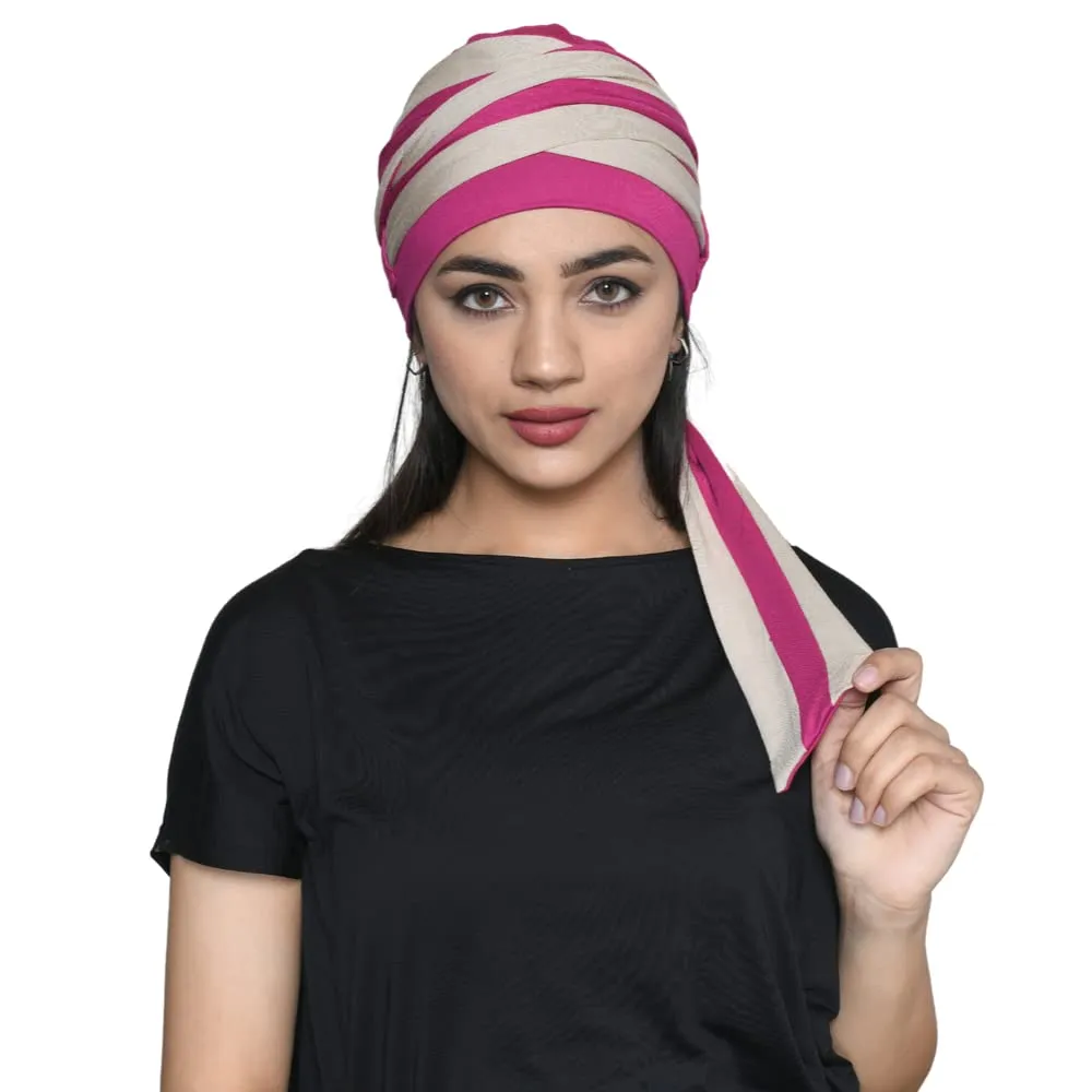 The designer modern Turban for women online Chemo caps in India ( 2 Piece Set )