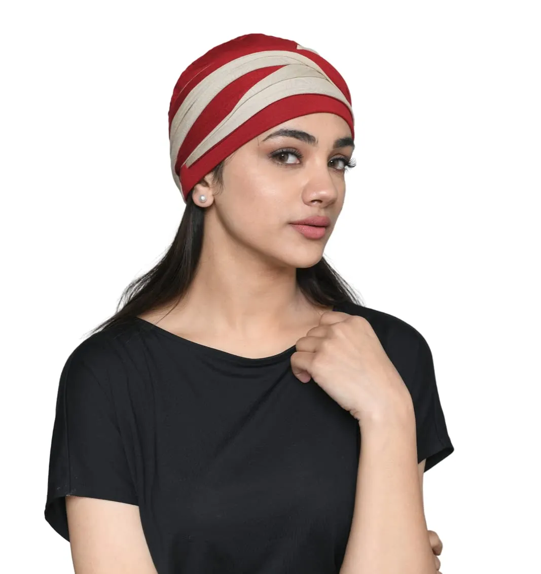 The designer modern Turban for women online Chemo caps in India ( 2 Piece Set )