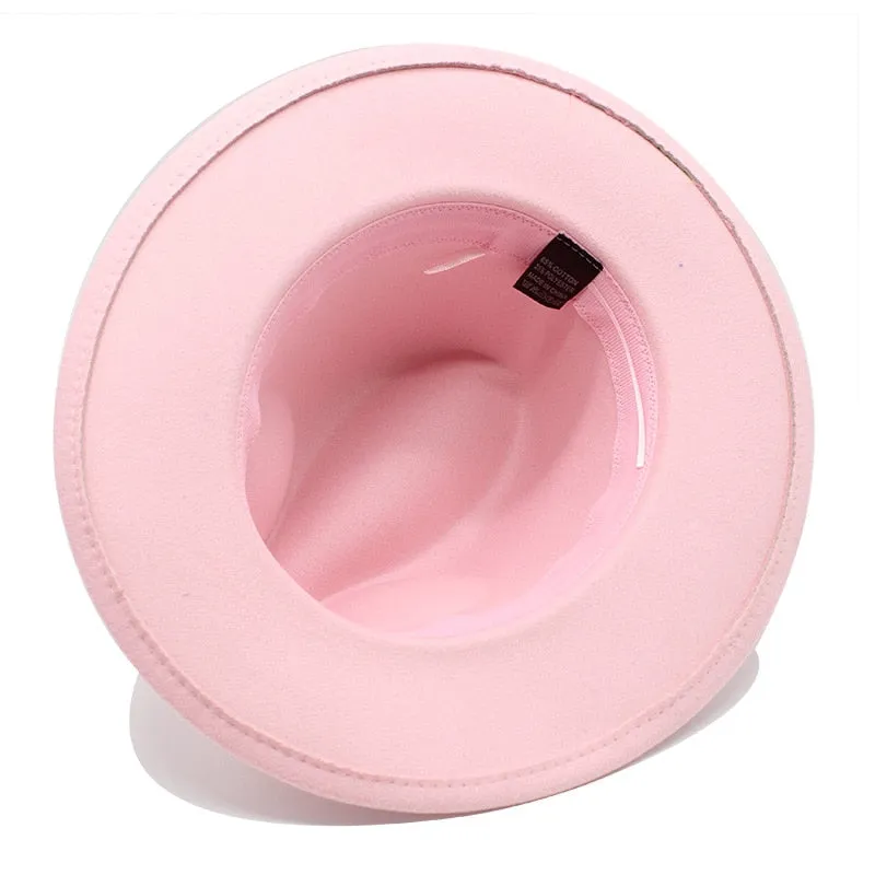 Unisex Fedora Hats w/ Pink Belt Trim Womens Accessories
