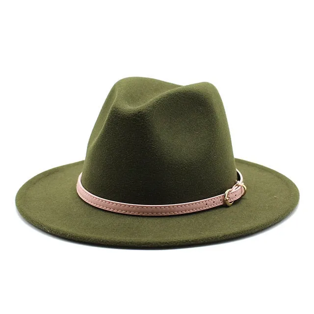Unisex Fedora Hats w/ Pink Belt Trim Womens Accessories