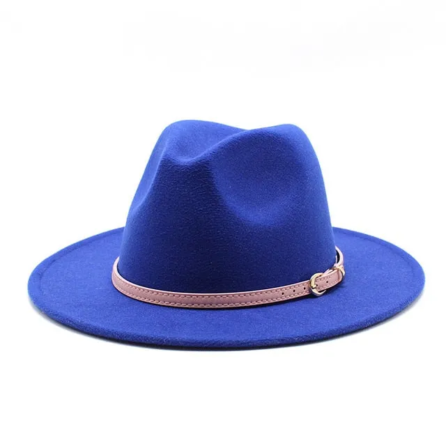 Unisex Fedora Hats w/ Pink Belt Trim Womens Accessories