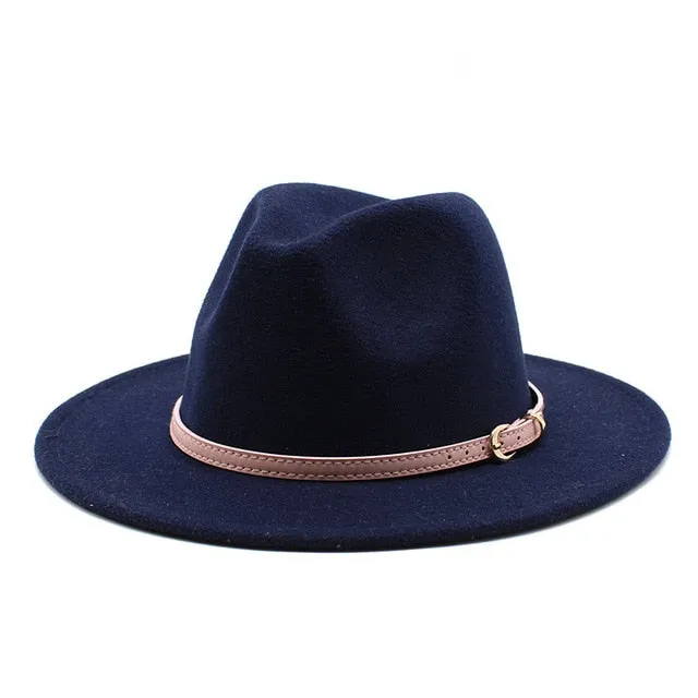 Unisex Fedora Hats w/ Pink Belt Trim Womens Accessories