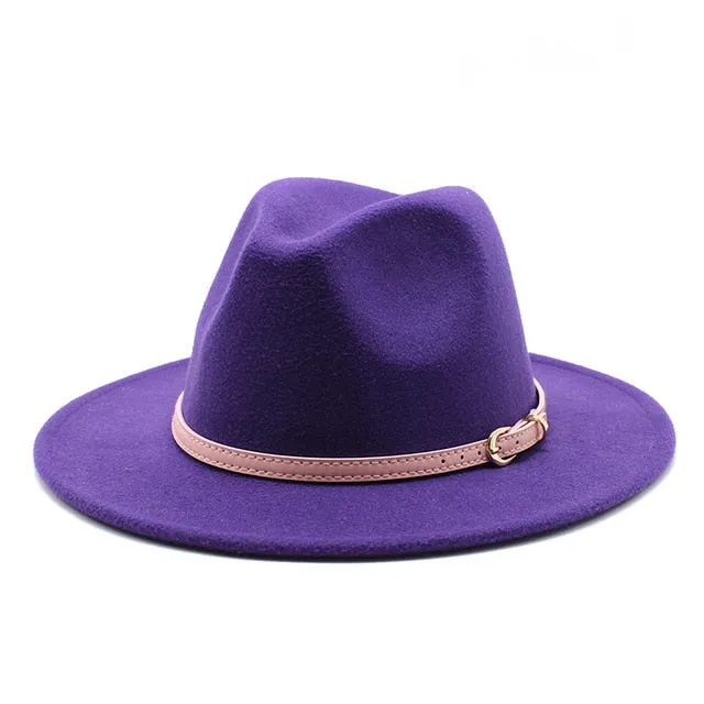 Unisex Fedora Hats w/ Pink Belt Trim Womens Accessories