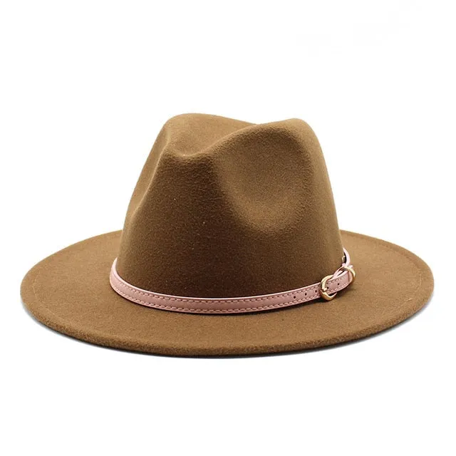 Unisex Fedora Hats w/ Pink Belt Trim Womens Accessories