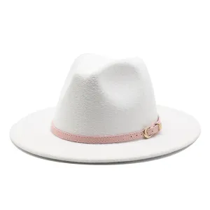 Unisex Fedora Hats w/ Pink Belt Trim Womens Accessories