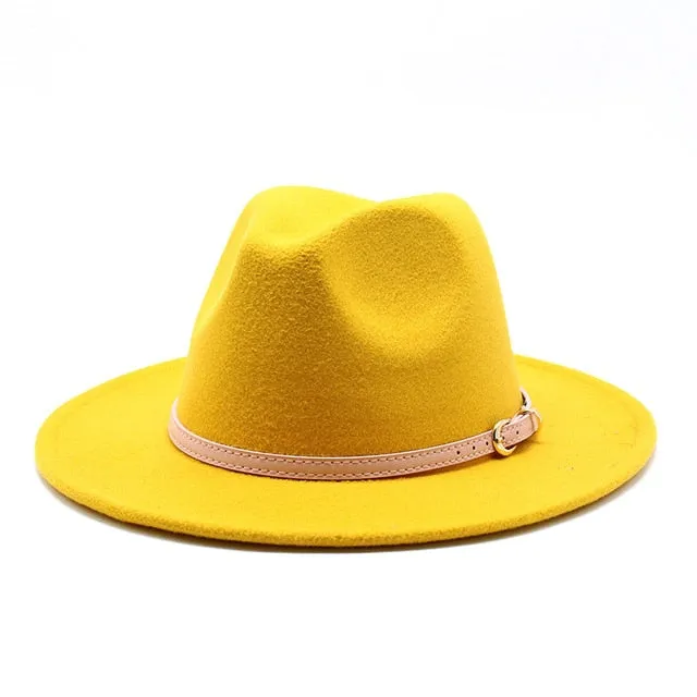 Unisex Fedora Hats w/ Pink Belt Trim Womens Accessories