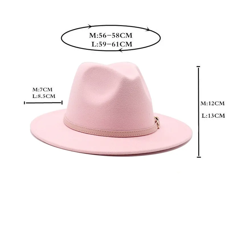 Unisex Fedora Hats w/ Pink Belt Trim Womens Accessories