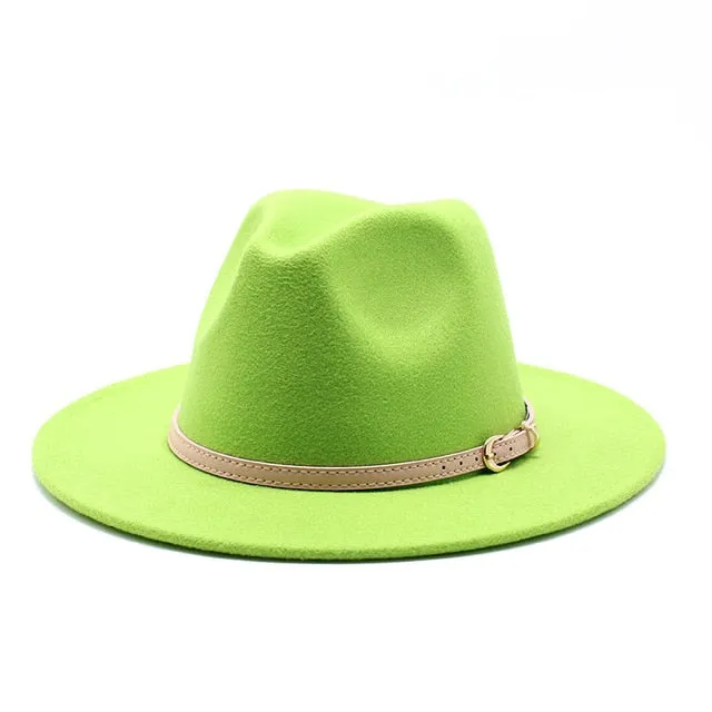 Unisex Fedora Hats w/ Pink Belt Trim Womens Accessories
