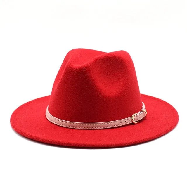 Unisex Fedora Hats w/ Pink Belt Trim Womens Accessories
