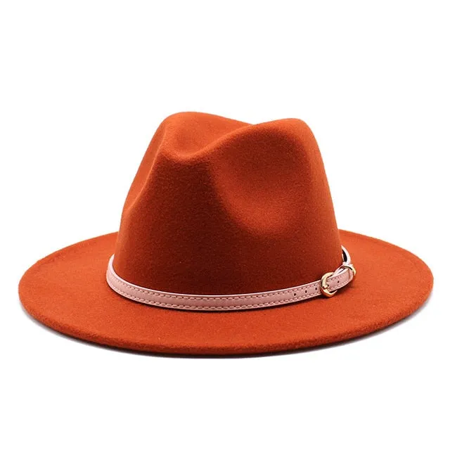 Unisex Fedora Hats w/ Pink Belt Trim Womens Accessories
