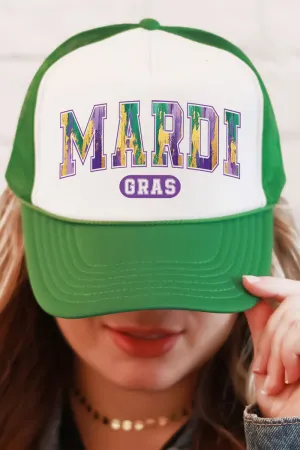 Watercolor Mardi Gras Foam Mesh Back Trucker Cap